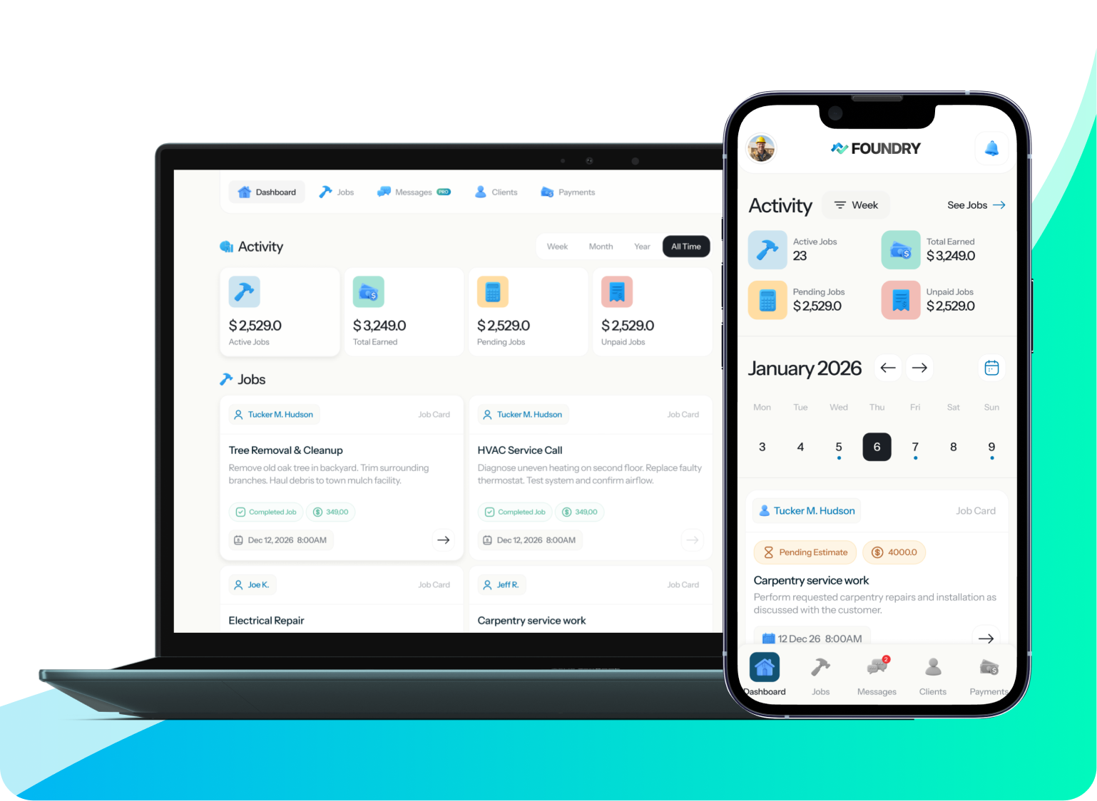 Foundry on laptop and phone